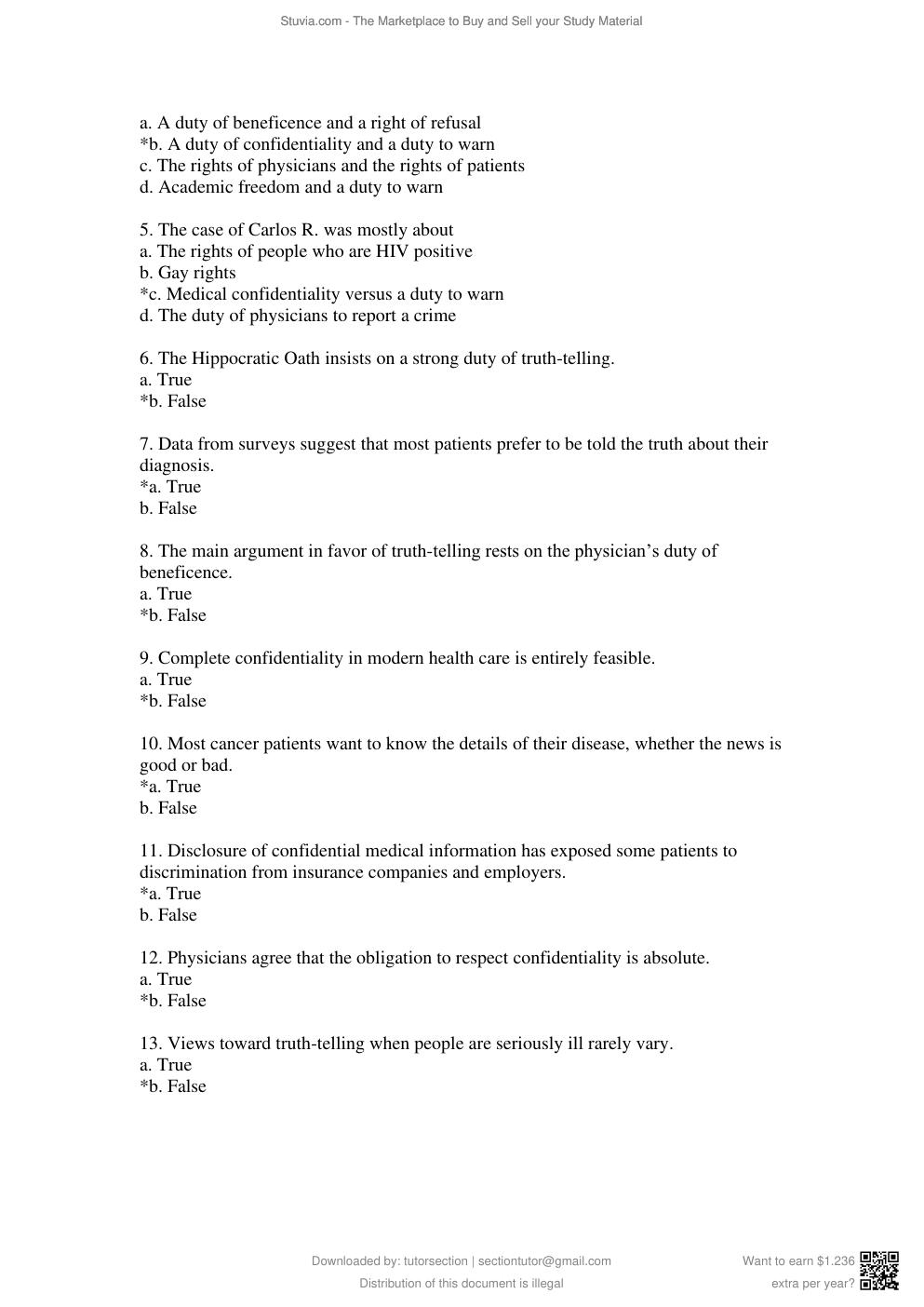 Preview page 9 of Test Bank for Bioethics, Principles, Issues, and Case, 4th Edition By Lewis Vaughn