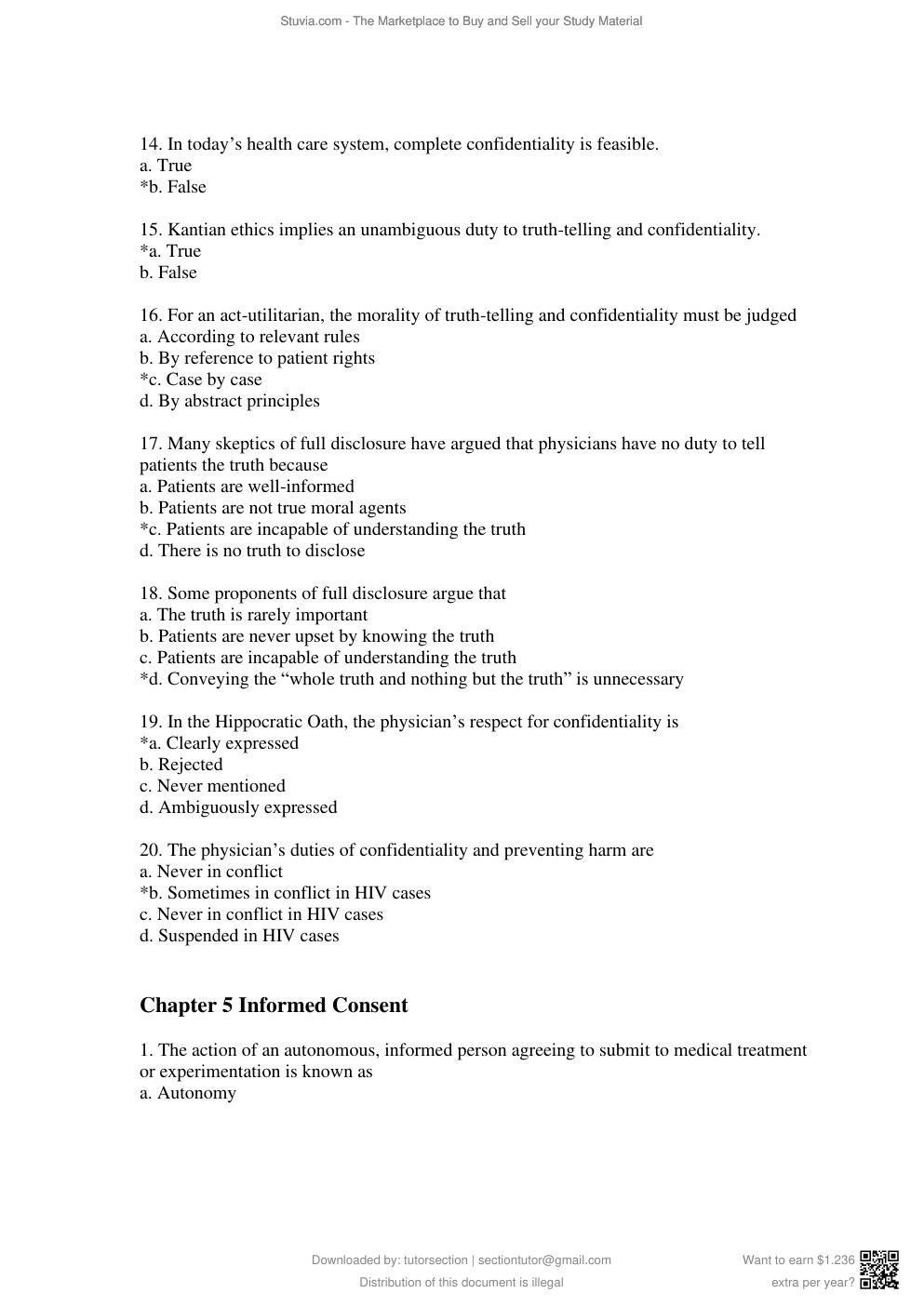 Preview page 10 of Test Bank for Bioethics, Principles, Issues, and Case, 4th Edition By Lewis Vaughn