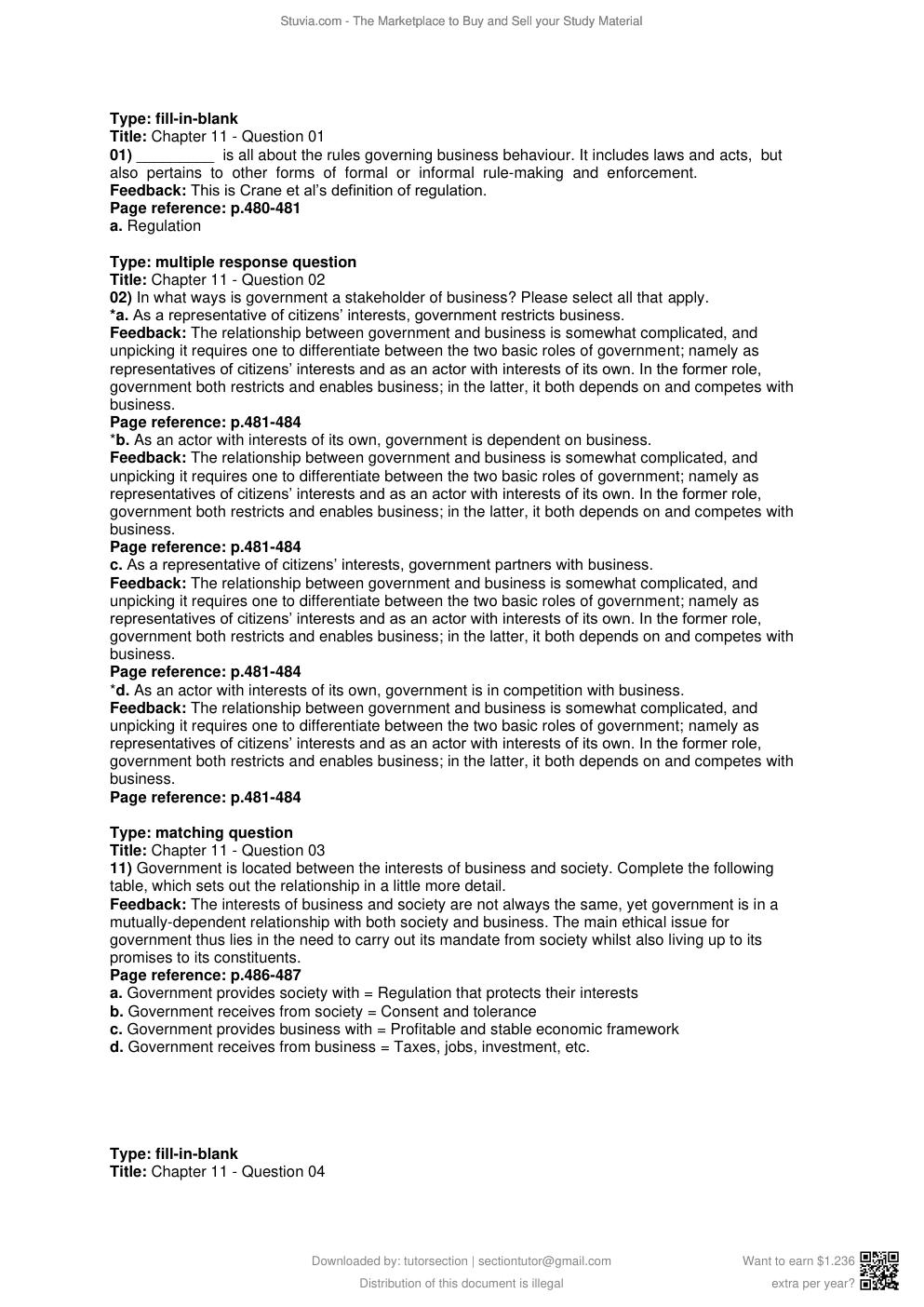 Preview page 2 of Test Bank for Business Ethics 5e Crane, Matten, Glozer, Spence