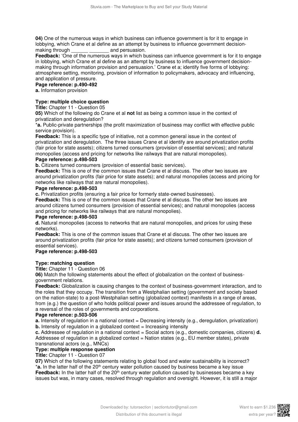 Preview page 3 of Test Bank for Business Ethics 5e Crane, Matten, Glozer, Spence