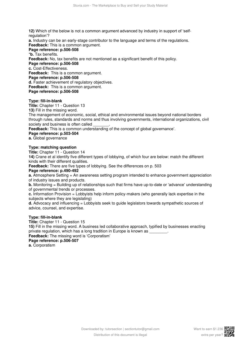 Preview page 6 of Test Bank for Business Ethics 5e Crane, Matten, Glozer, Spence
