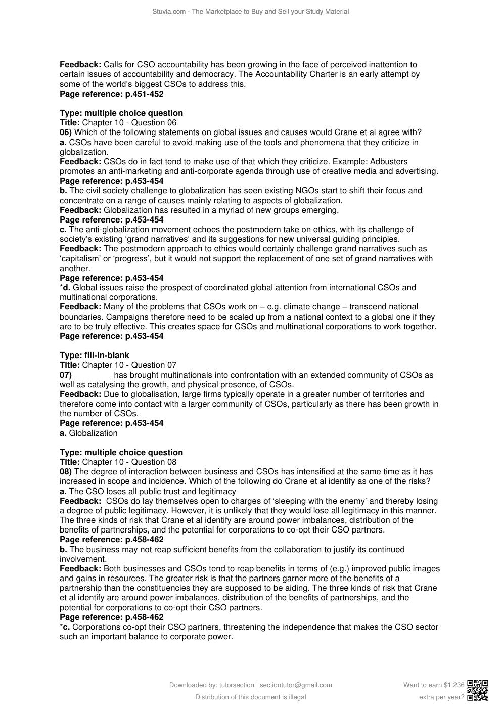Preview page 9 of Test Bank for Business Ethics 5e Crane, Matten, Glozer, Spence