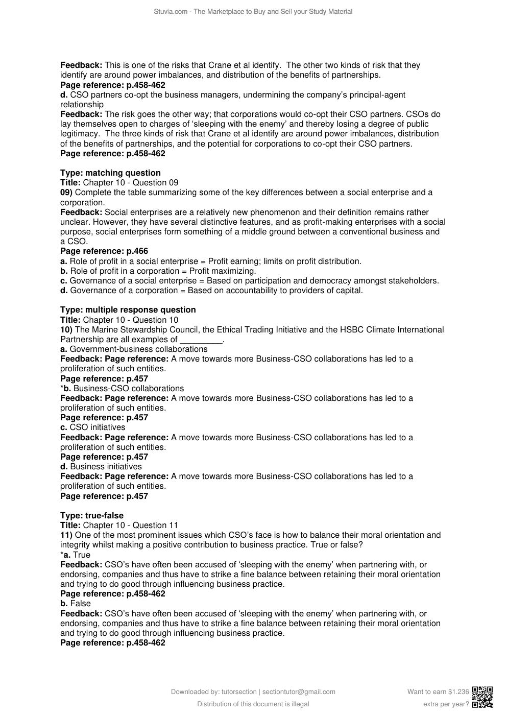 Preview page 10 of Test Bank for Business Ethics 5e Crane, Matten, Glozer, Spence