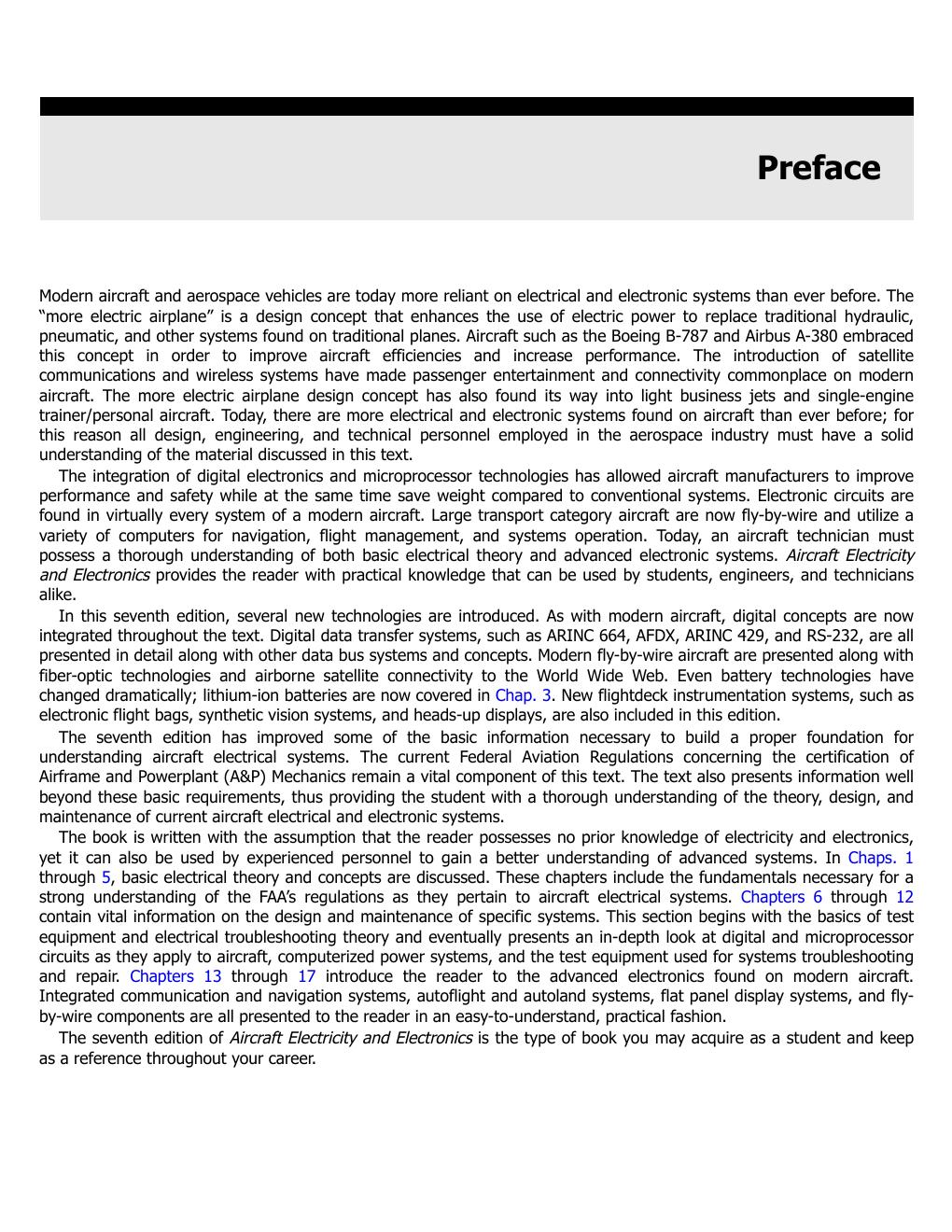 Preview page 9 of Aircraft Electricity and Electronics 7th Edition By Thomas Eismin
