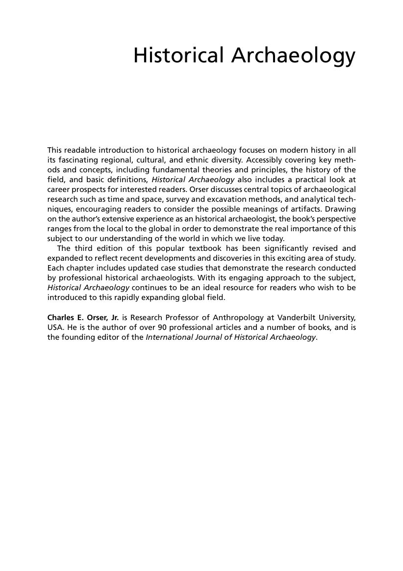 Preview page 2 of Historical Archaeology 3rd Edition By Charles Orser