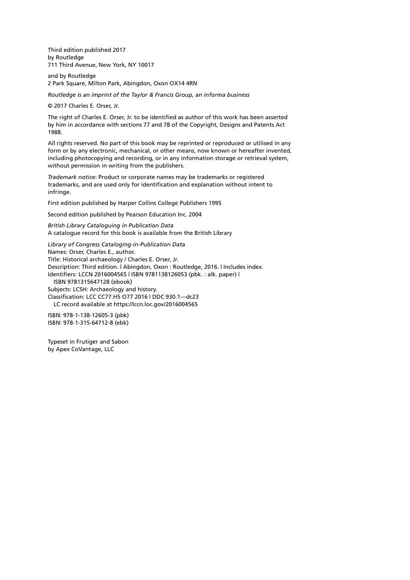 Preview page 5 of Historical Archaeology 3rd Edition By Charles Orser