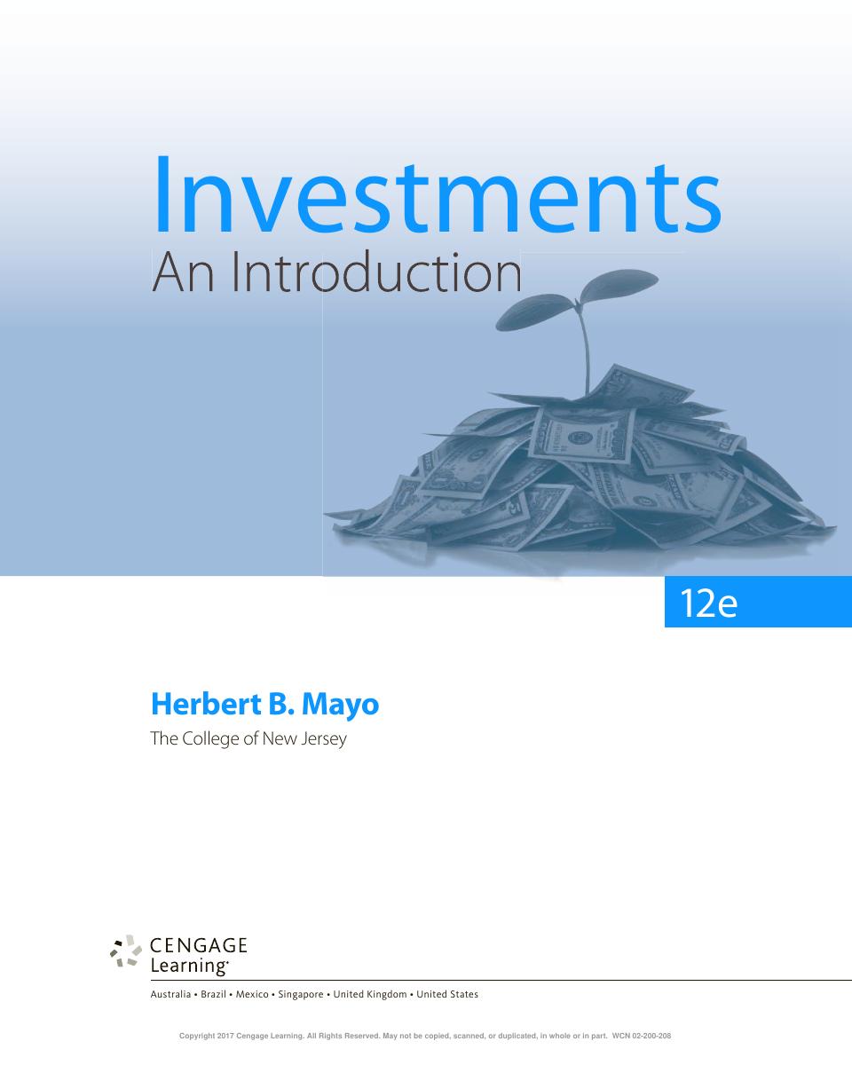 Preview page 5 of Investments An Introduction 12th Edition By Herbert Mayo
