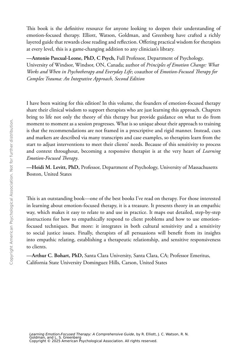Preview page 2 of Learning Emotion-Focused Therapy A Comprehensive Guide 2e Robert Elliott, Jeanne Watson, Rhonda Goldman, Leslie Greenber