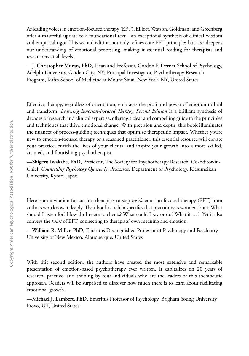 Preview page 3 of Learning Emotion-Focused Therapy A Comprehensive Guide 2e Robert Elliott, Jeanne Watson, Rhonda Goldman, Leslie Greenber