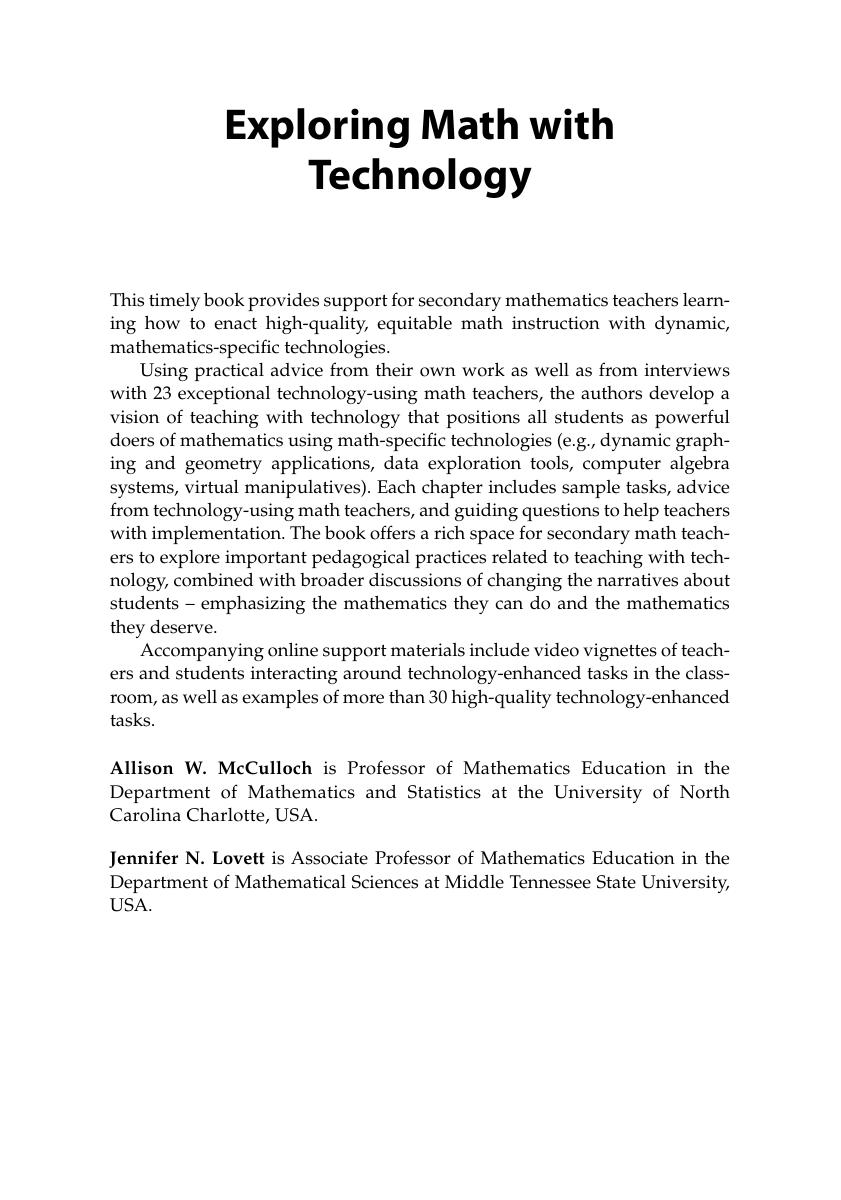 Preview page 2 of eBook PDF Exploring Math with Technology Practices for Secondary Math Teachers 1st Edition By Allison W. McCulloch, Jenn