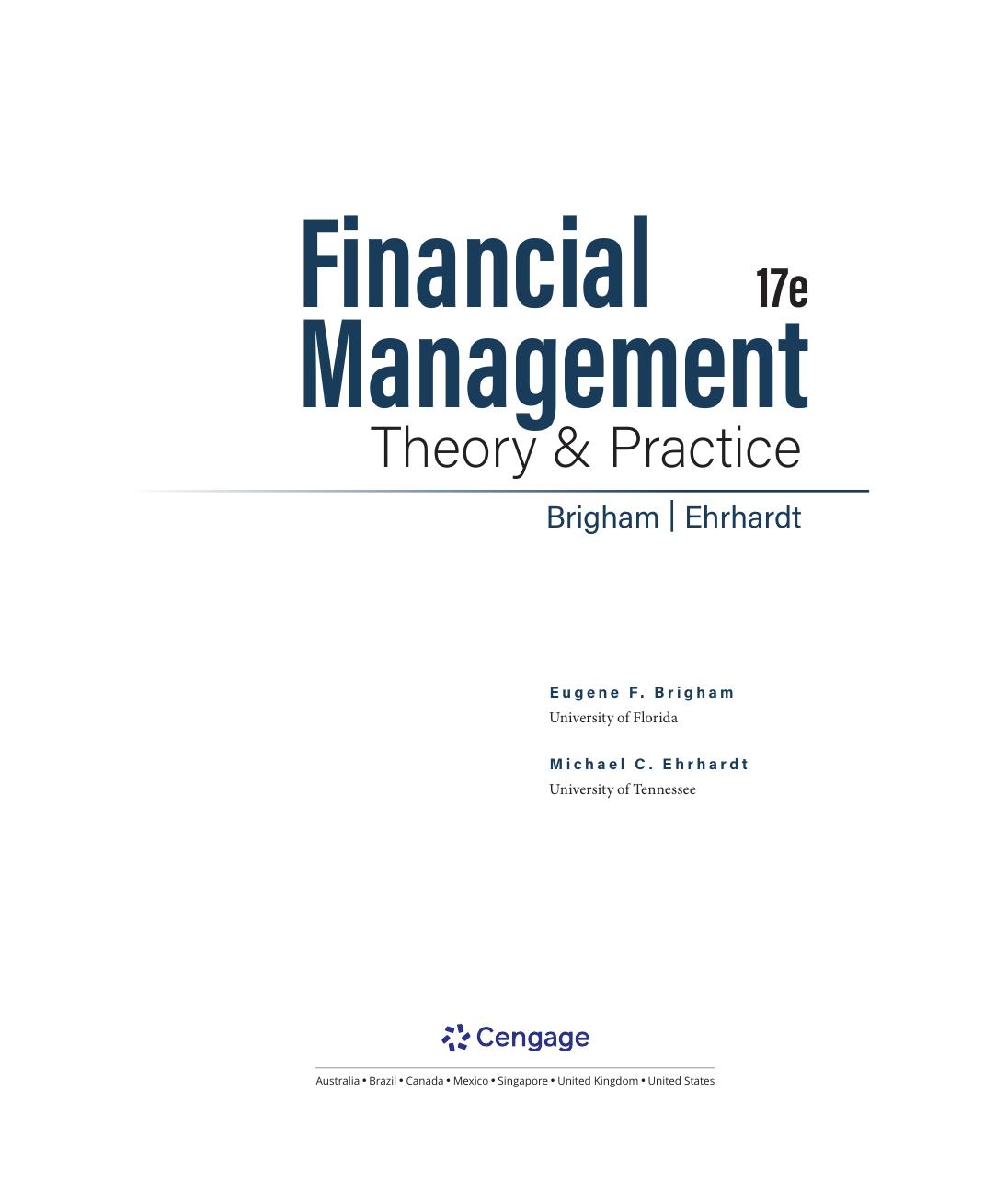 Preview page 2 of eBook PDF Financial Management Theory & Practice 17th Edition By Eugene F . Brigham, Michael C . Ehrhardt