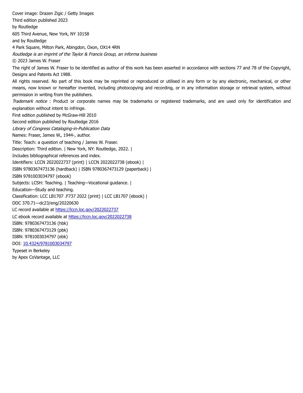 Preview page 7 of Teach A Question of Teaching 3rd Edition By James Fraser eBook PDF