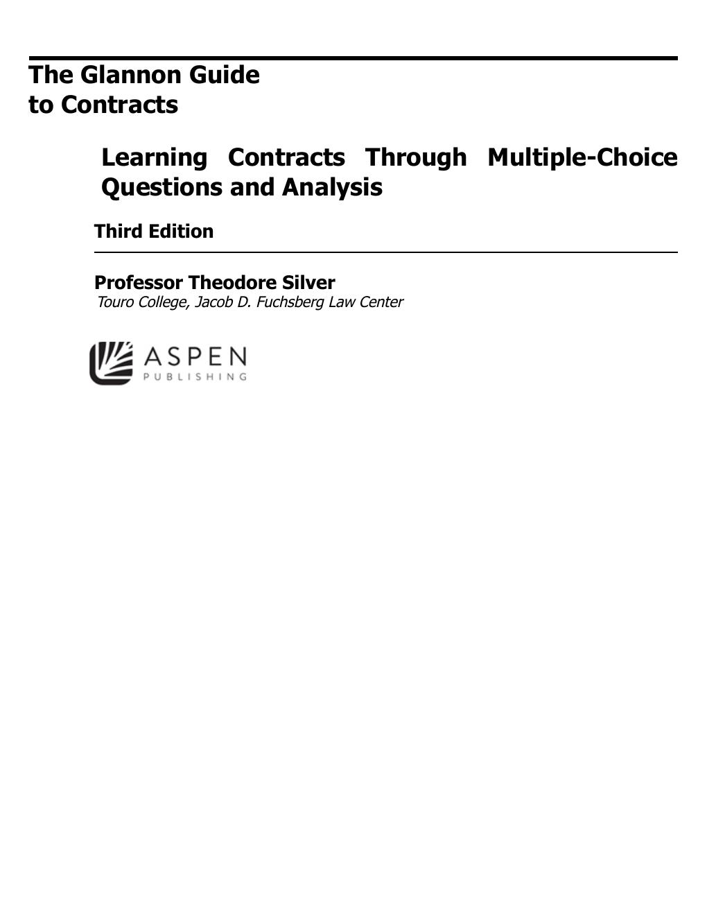 Preview page 4 of The Glannon Guide to Contracts 3rd Edition By Theodore Silver eBook PDF