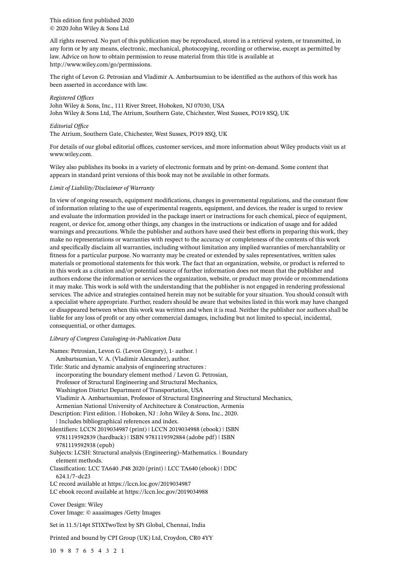Preview page 4 of Static and Dynamic Analysis of Engineering Structures Incorporating the Boundary Element Method By Levon G. Petrosian |