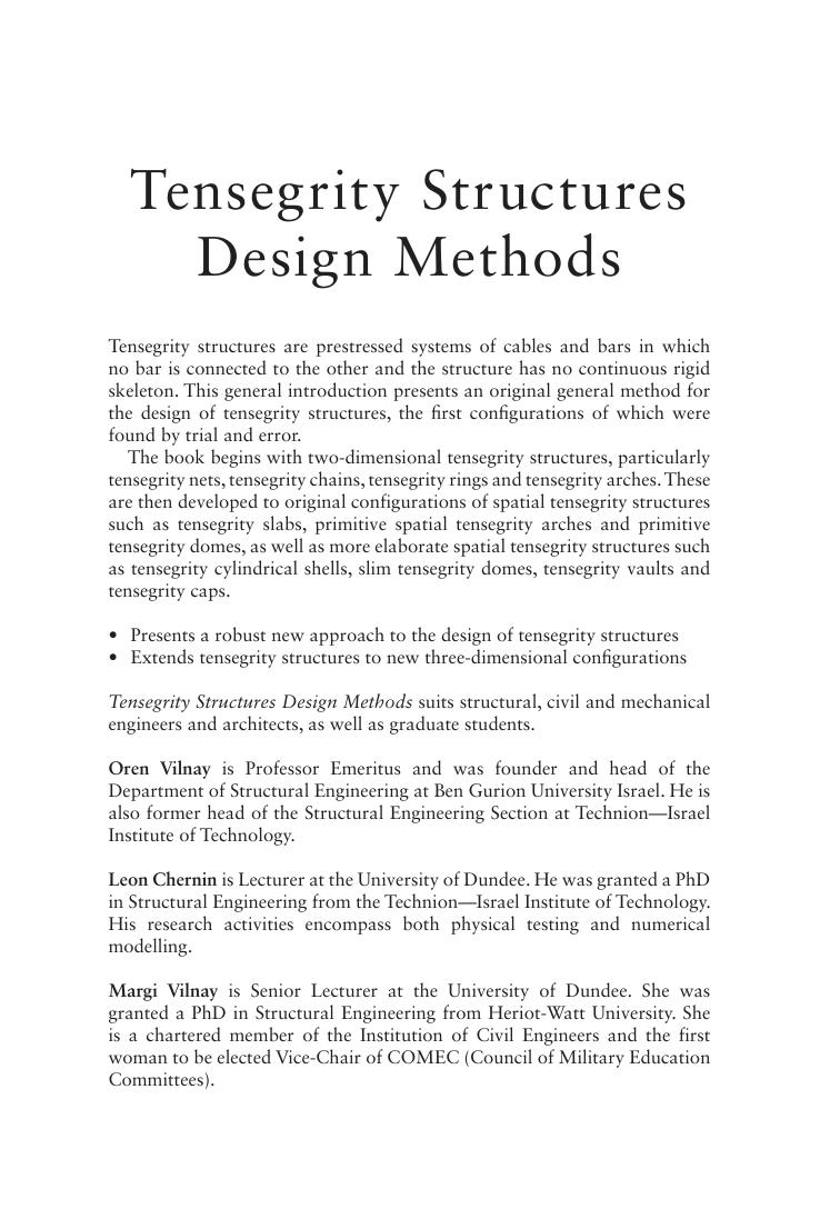 Preview page 2 of Tensegrity Structures Design Methods By Oren Vilnay Leon Chernin Margi Vilnay | eBook