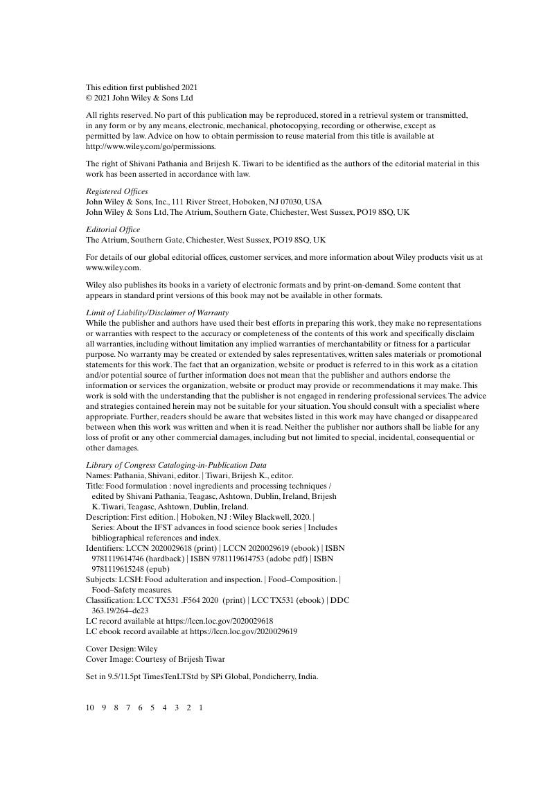 Preview page 5 of Food Formulation Novel Ingredients and Processing Techniques 1st Edition By Shivani Pathania, Brijesh Tiwari