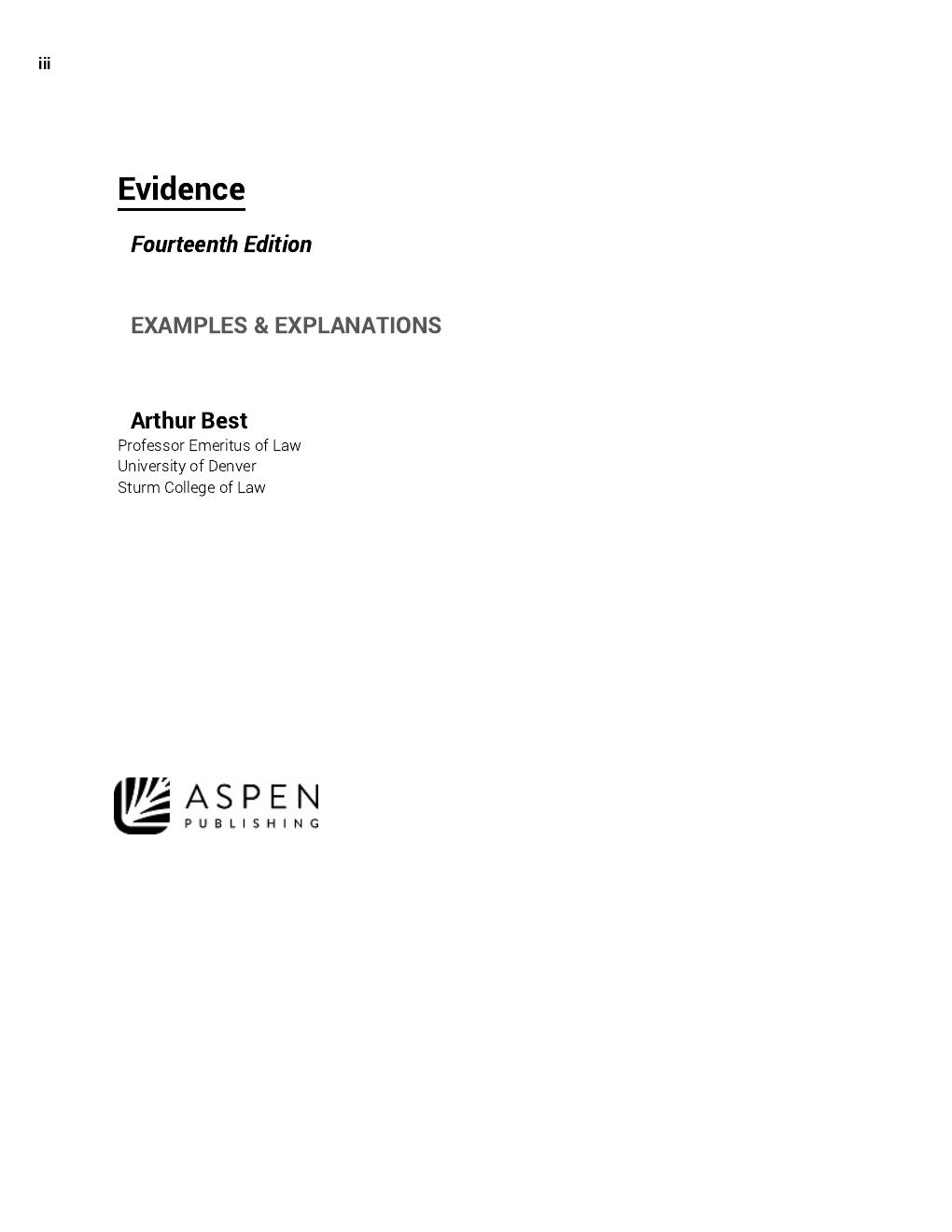 Preview page 5 of Examples & Explanations for Evidence (Examples & Explanations Series) 14th Edition By Best Arthur