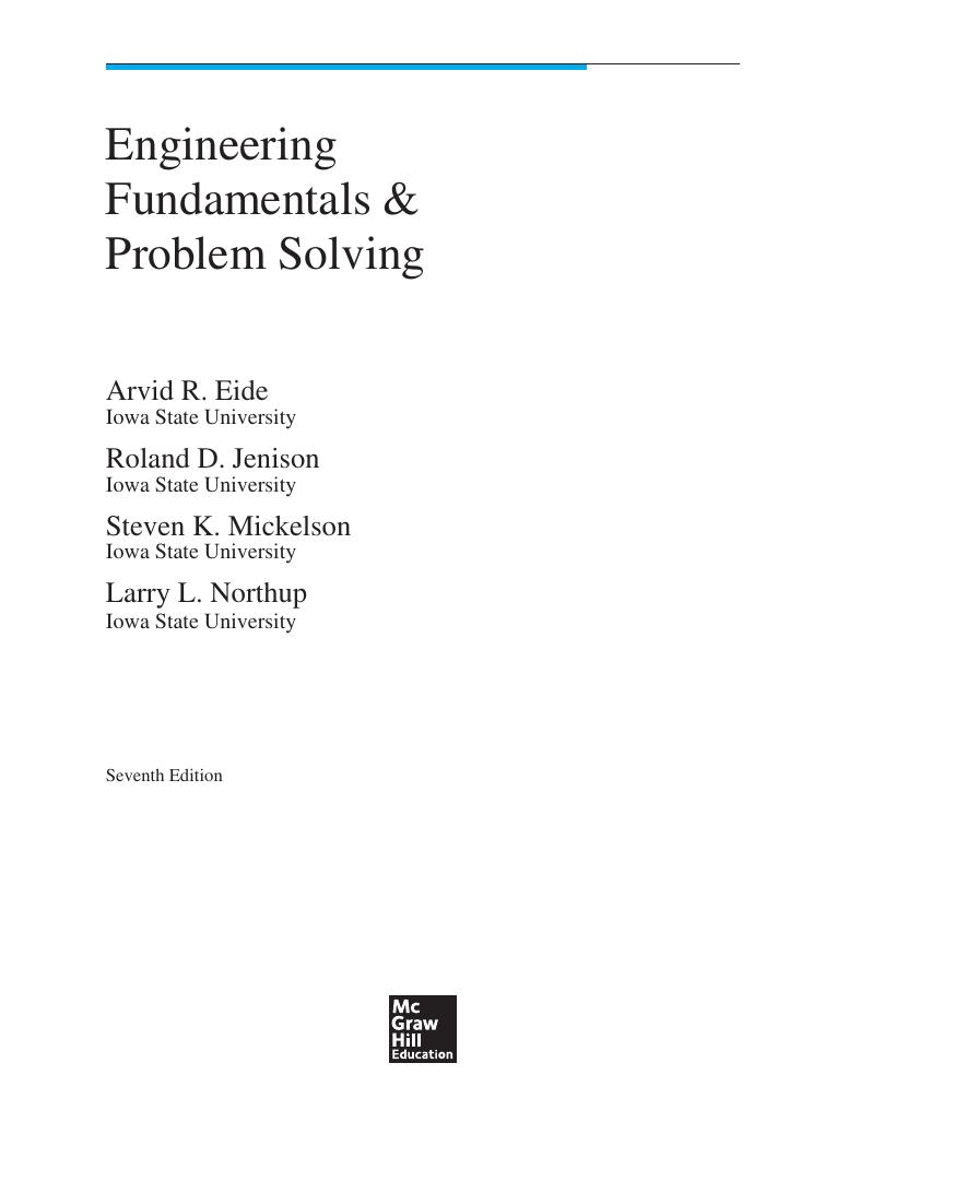 Preview page 2 of Engineering Fundamentals and Problem Solving 7th Edition By Arvid Eide, Roland Jenison, Larry Northup, Steven Mickelson