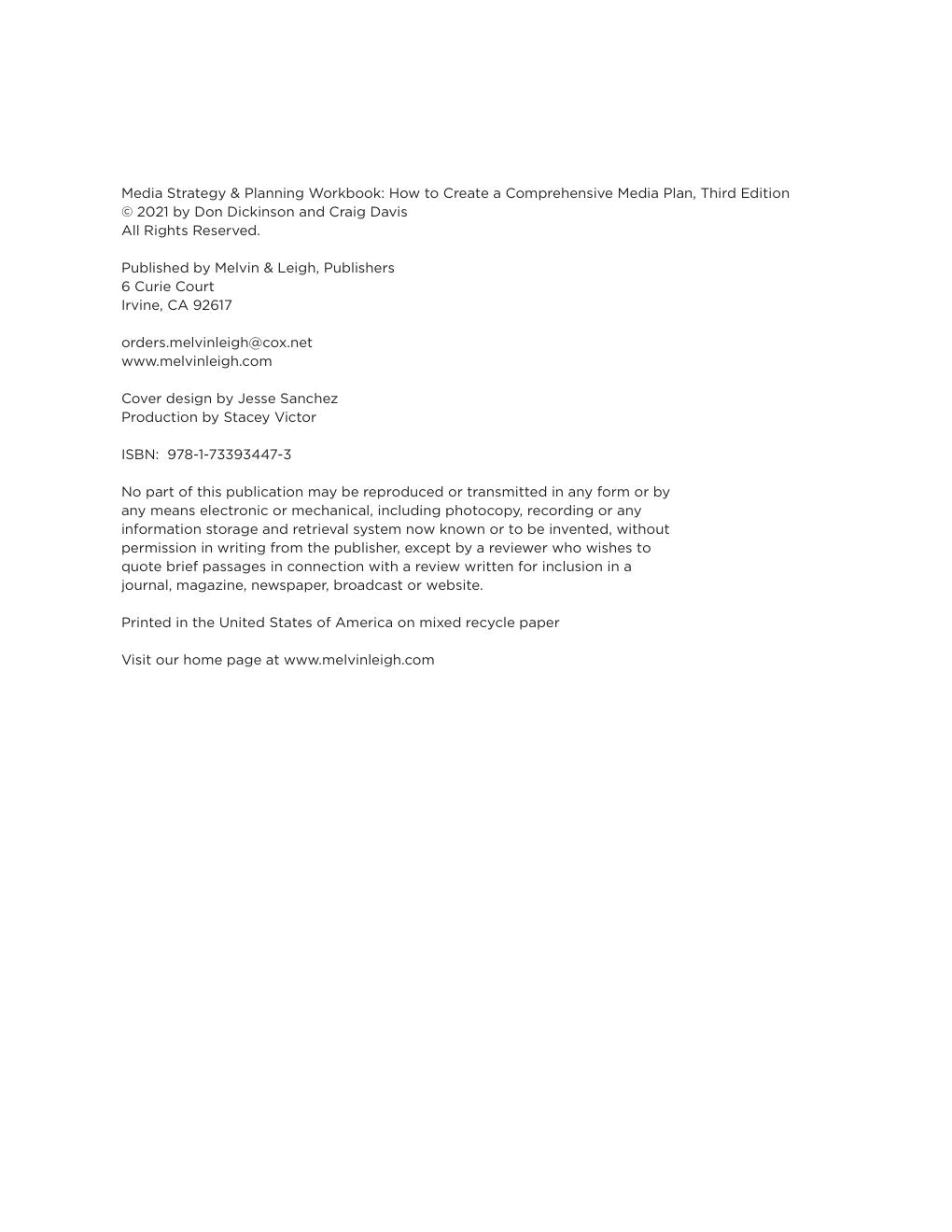 Preview page 5 of Media Strategy & Planning Workbook 3rd Edition By Don Dickinson, Craig Davis