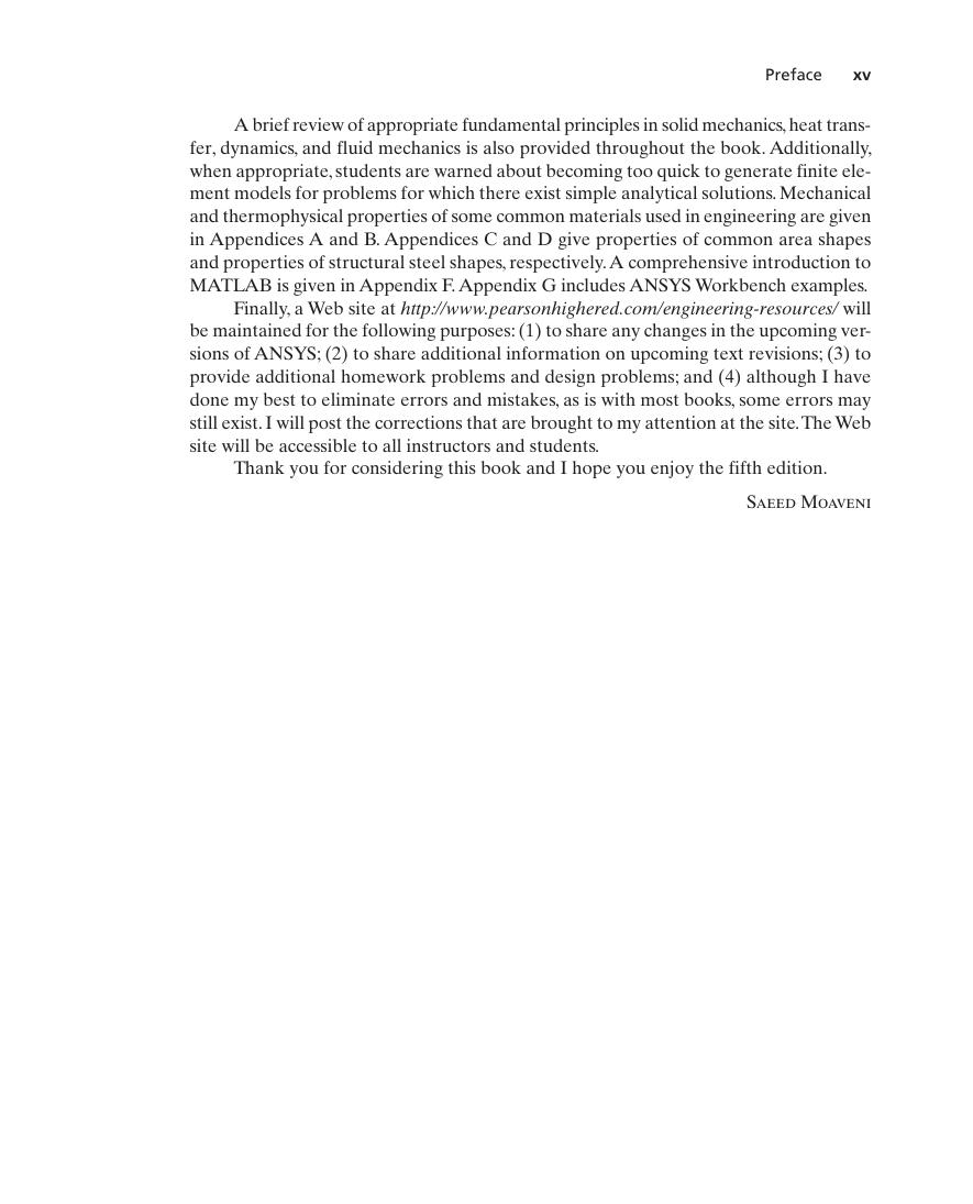 Preview page 4 of Finite Element Analysis Theory and Application with ANSYS 5th Edition By Saeed Moaveni