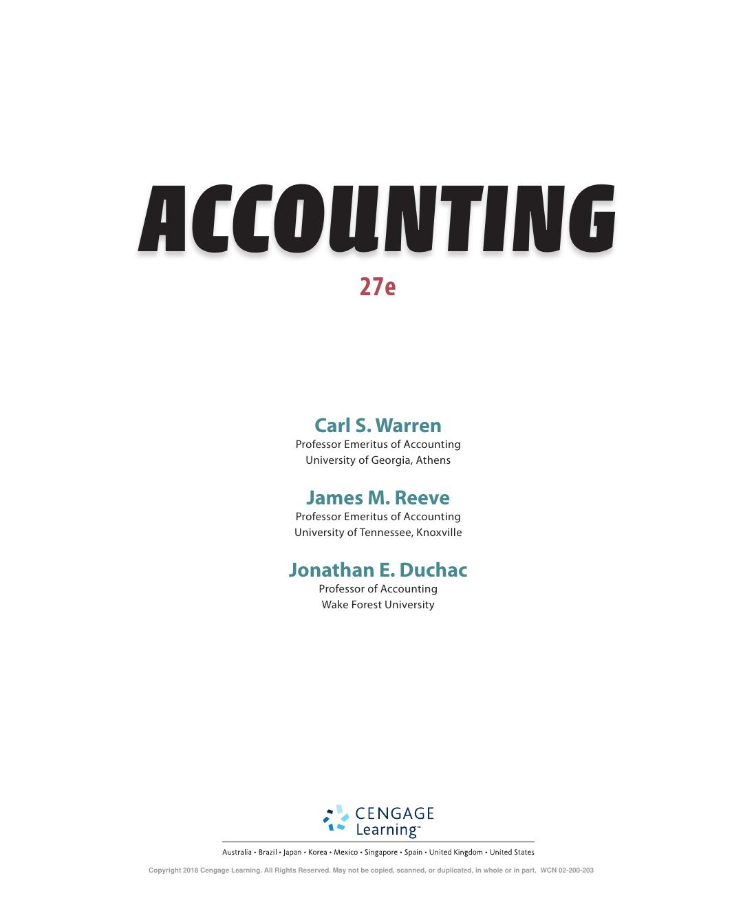 Preview page 2 of Accounting 27th Edition By Carl Warren, James M. Reeve