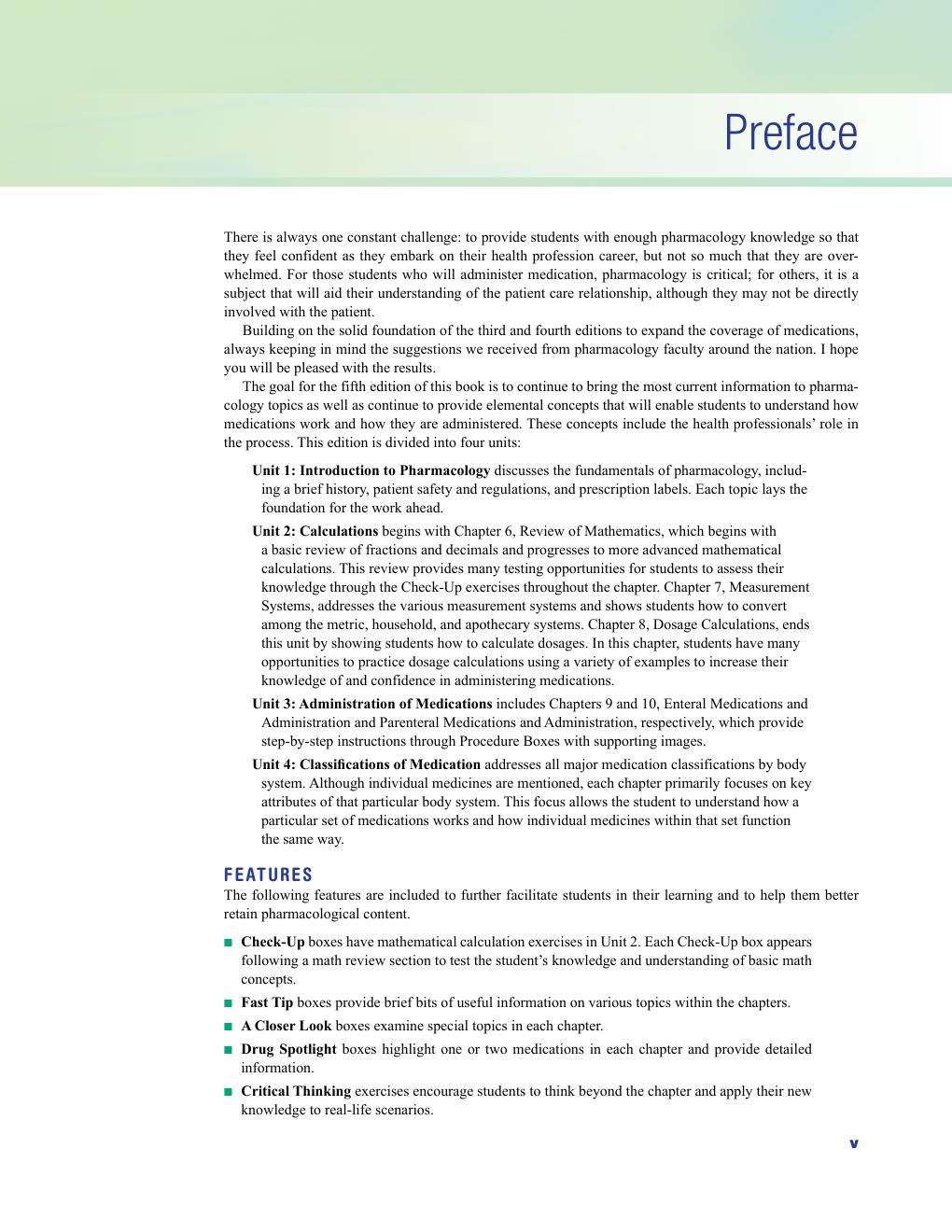Preview page 6 of Pharmacology Clear and Simple A Guide to Medication Classifications and Dosage Calculations 5th Edition By Cynthia Watki