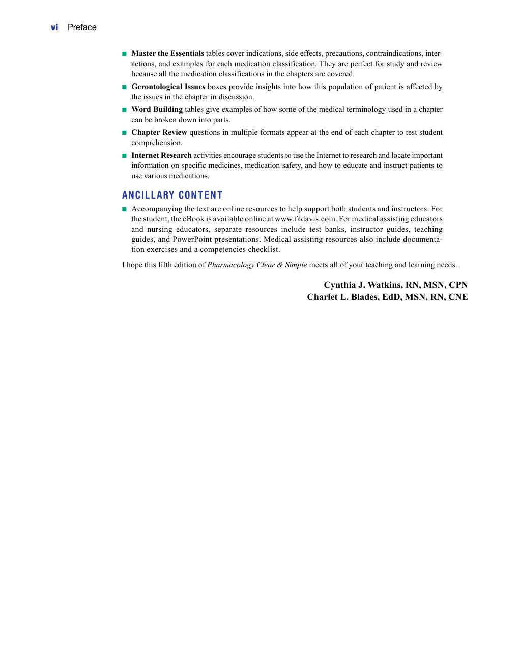 Preview page 7 of Pharmacology Clear and Simple A Guide to Medication Classifications and Dosage Calculations 5th Edition By Cynthia Watki