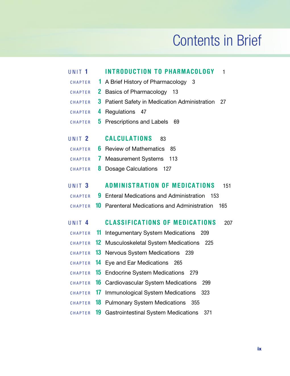 Preview page 10 of Pharmacology Clear and Simple A Guide to Medication Classifications and Dosage Calculations 5th Edition By Cynthia Watki