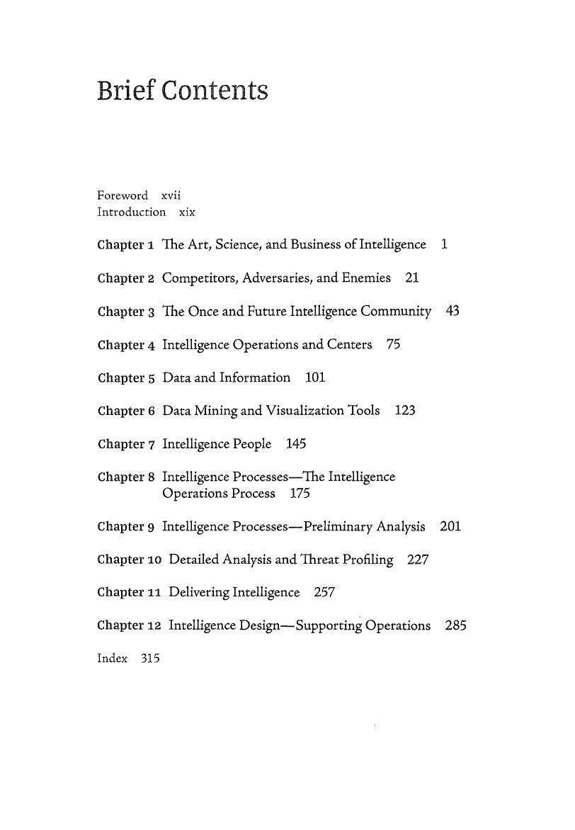 Preview page 6 of Intelligence Operations Understanding Data Tools People and Processes 1st Edition BY Erik Kleinsmith