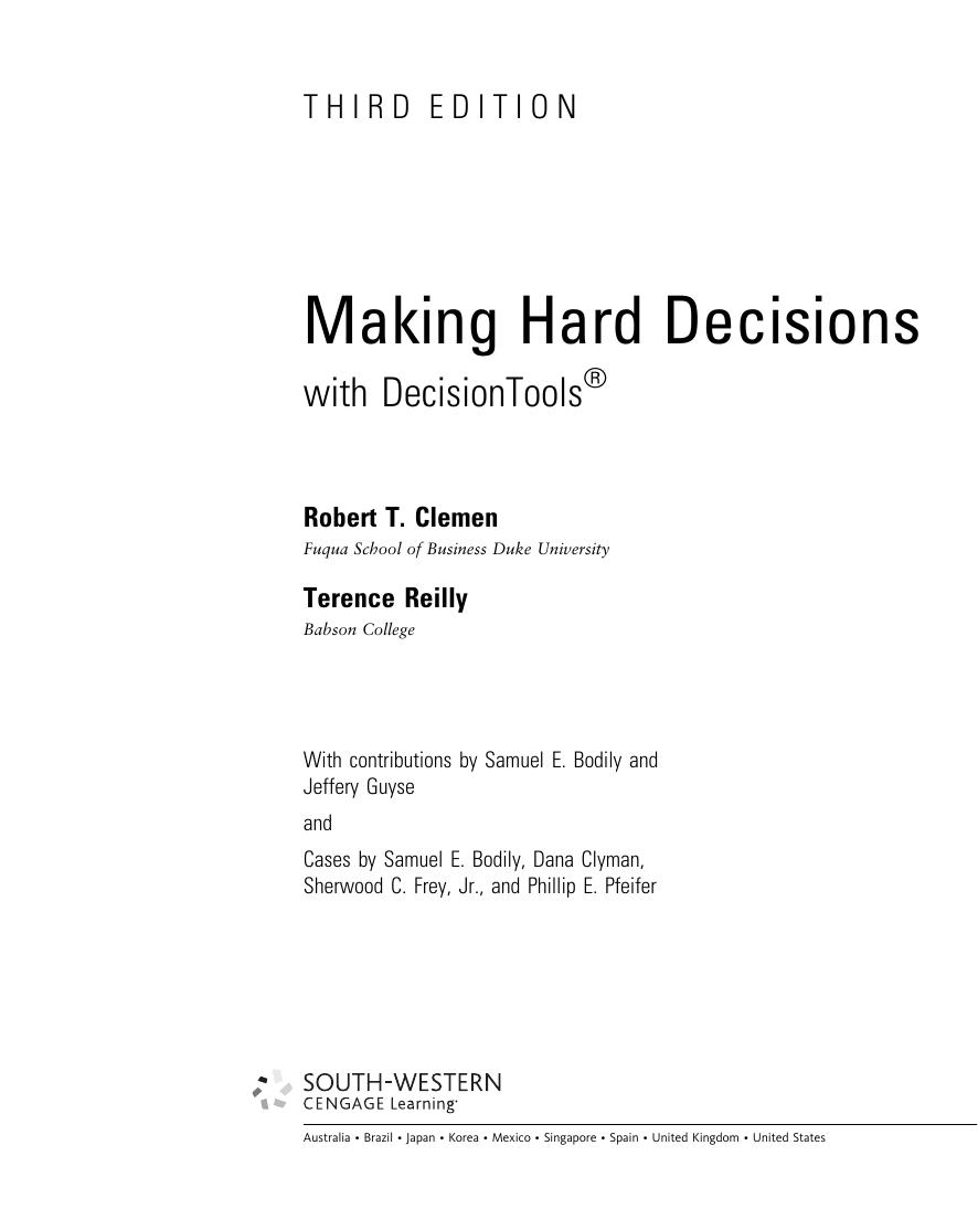 Preview page 3 of Making Hard Decisions with Decisiontools 3rd Edition By Robert Clemen, Terence Reilly