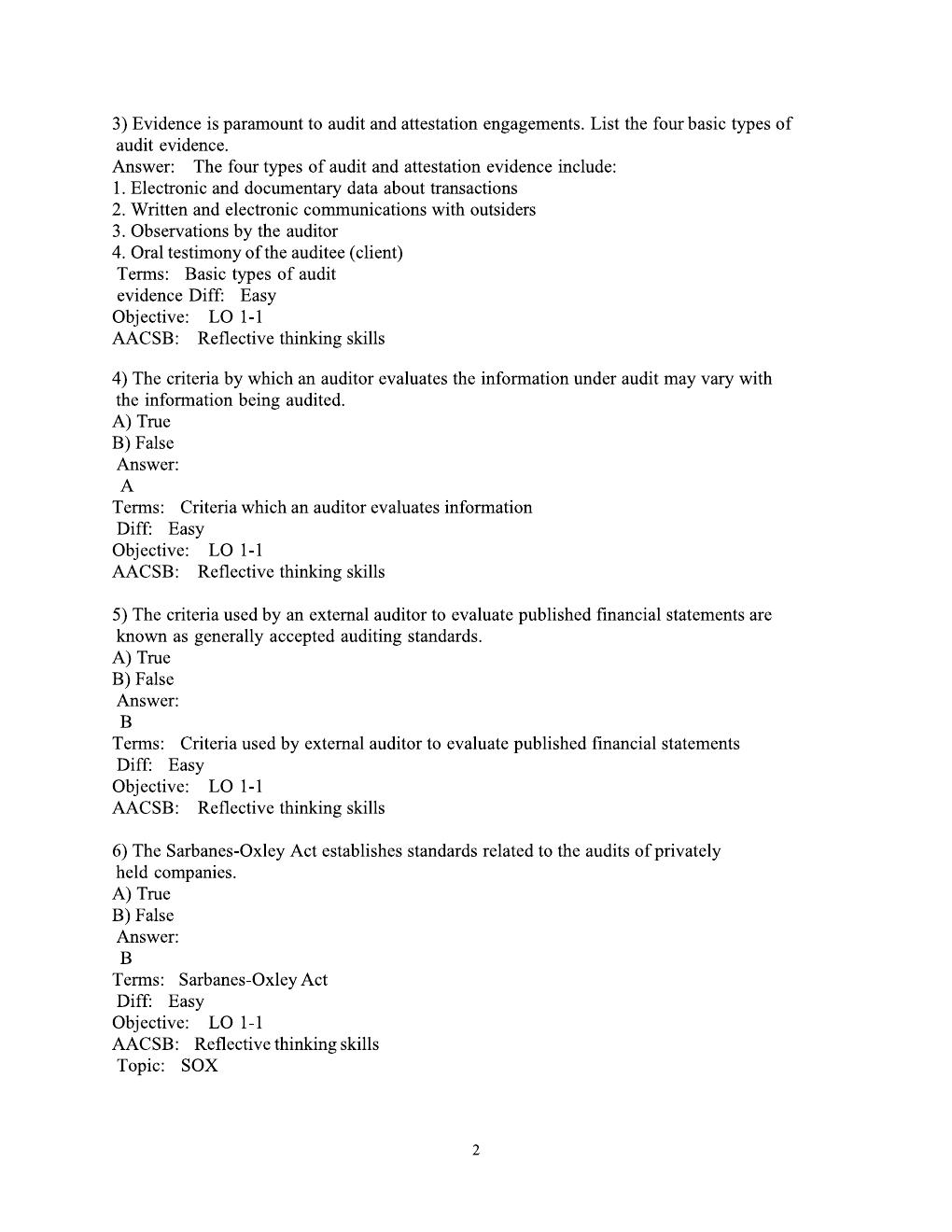 Preview page 3 of Auditing & Assurance Services Test Bank (16th Edition) - Arens, Elder, Beasley, Hogan