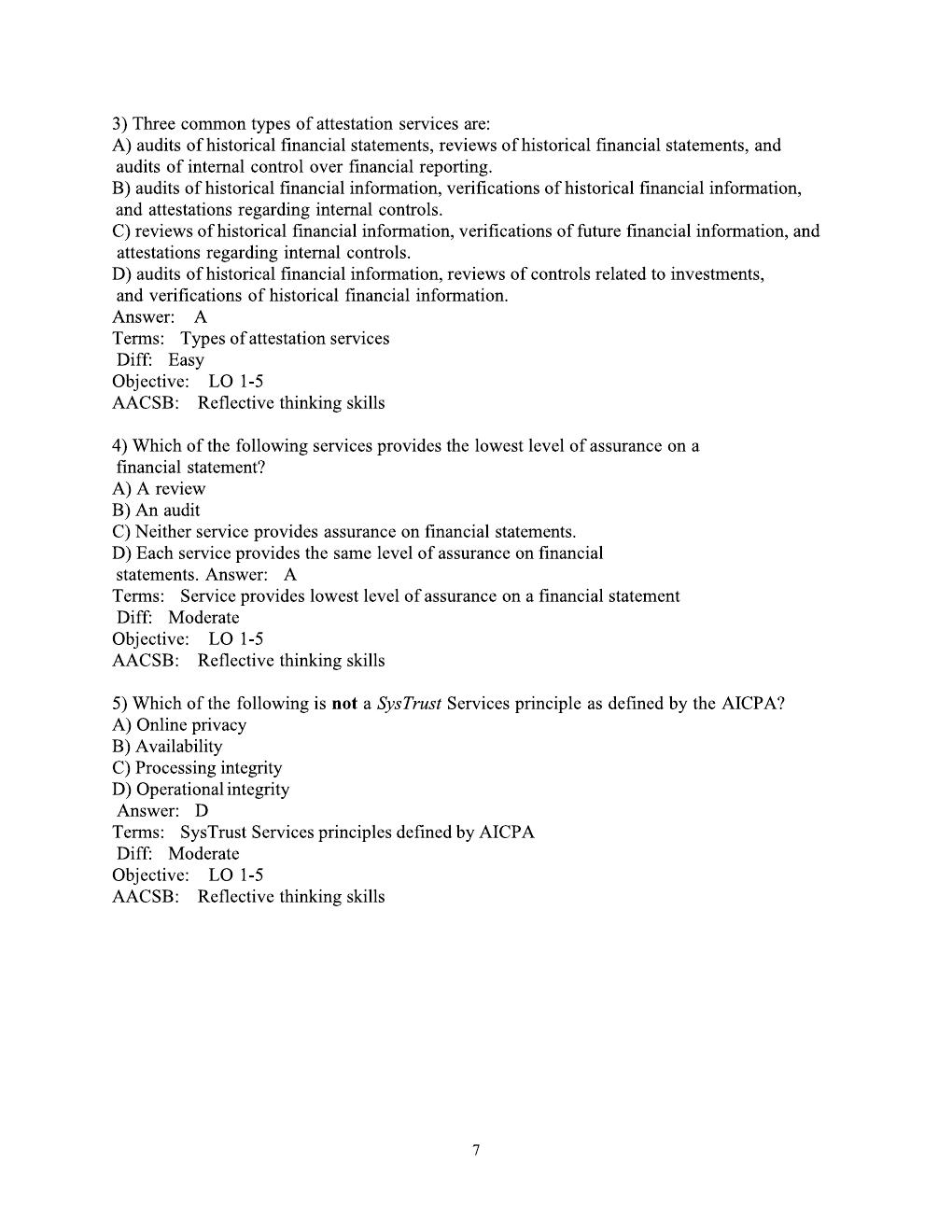 Preview page 8 of Auditing & Assurance Services Test Bank (16th Edition) - Arens, Elder, Beasley, Hogan