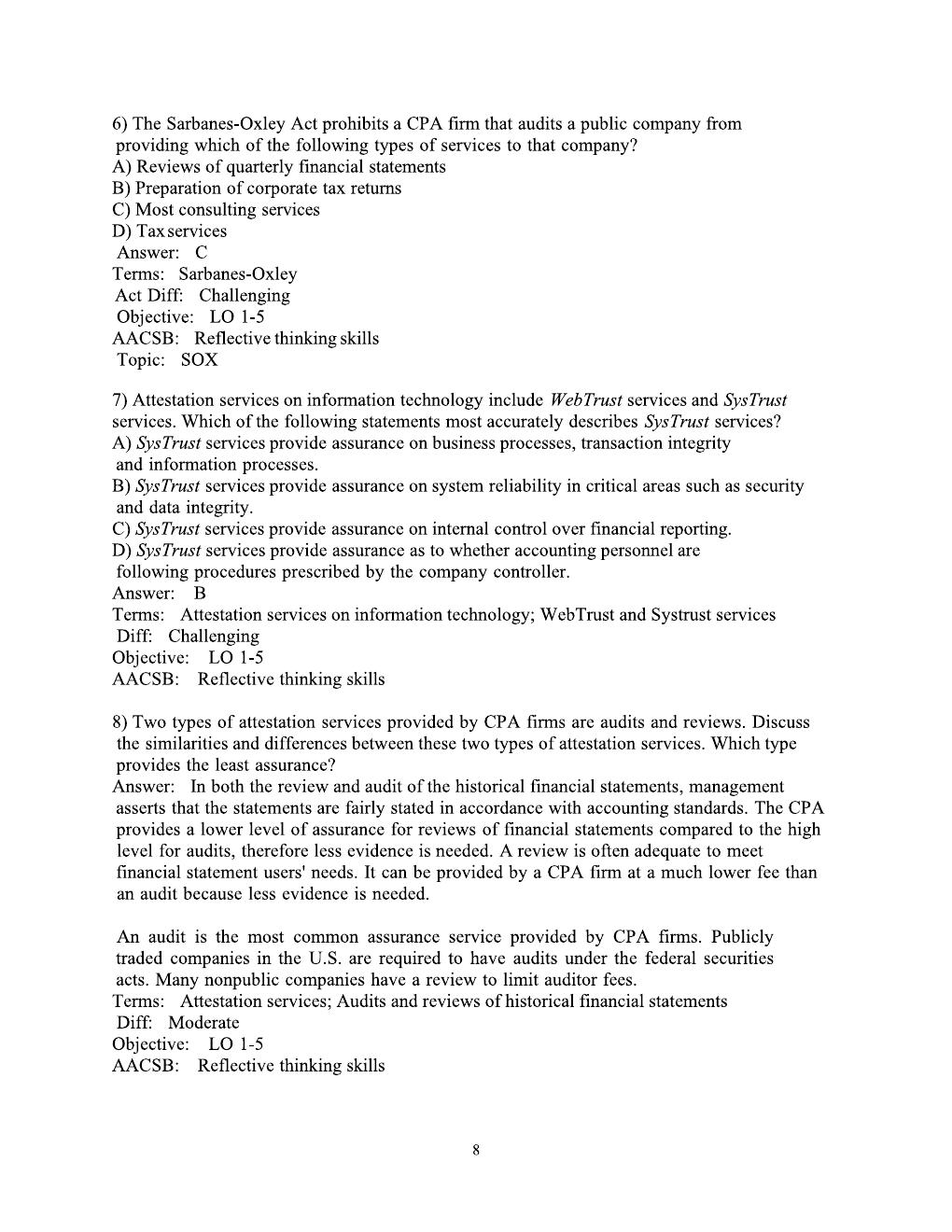 Preview page 9 of Auditing & Assurance Services Test Bank (16th Edition) - Arens, Elder, Beasley, Hogan