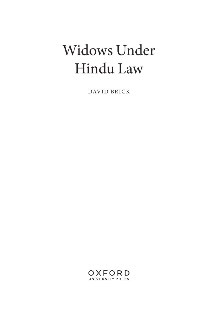Preview page 4 of eBook Widows Under Hindu Law 1st Edition By David Brick