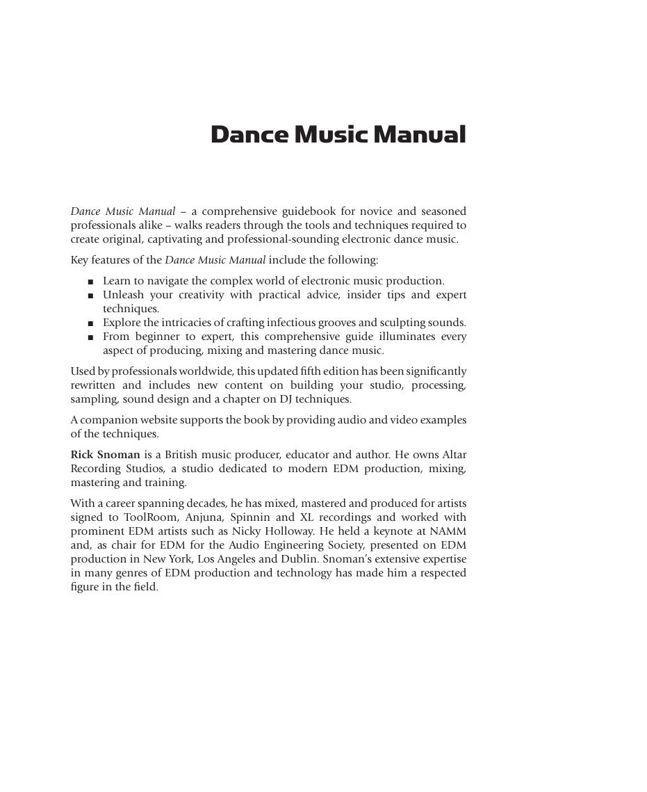 Preview page 2 of Dance Music Manual 5th Edition By Rick Snoman