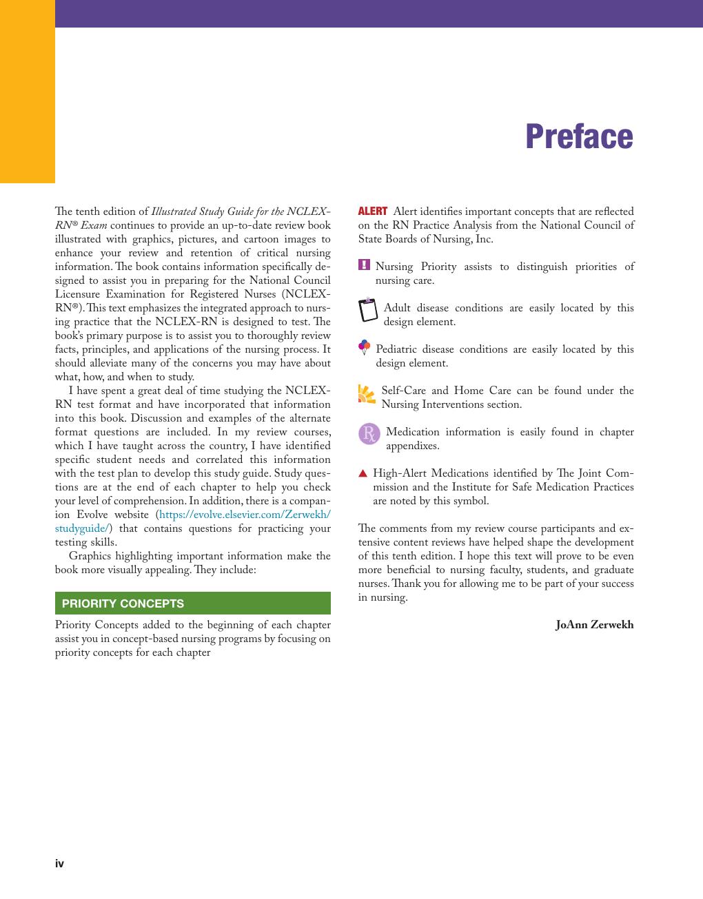 Preview page 6 of Illustrated Study Guide for the NCLEX-RN® Exam 10th Edition By JoAnn Zerwekh
