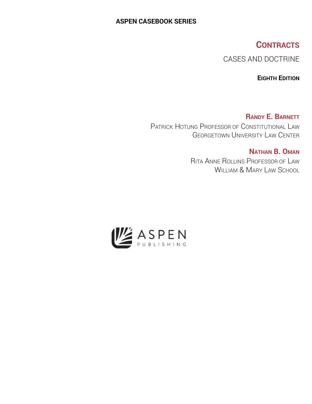 Preview page 4 of Contracts Cases and Doctrine 8th Edition By Randy Barnett, Nathan Oman