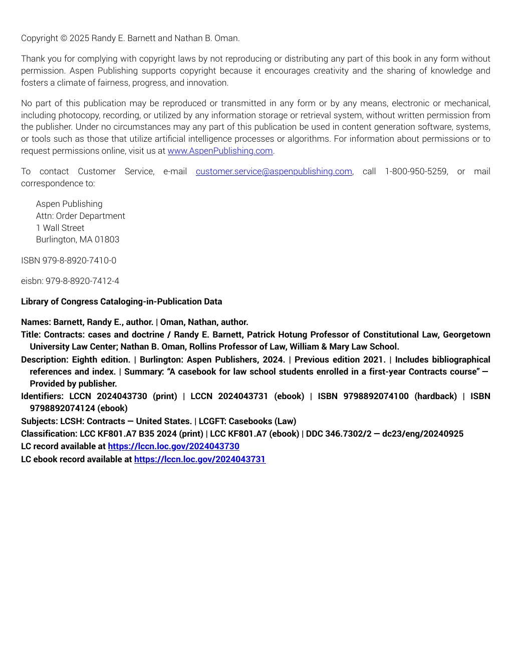 Preview page 5 of Contracts Cases and Doctrine 8th Edition By Randy Barnett, Nathan Oman
