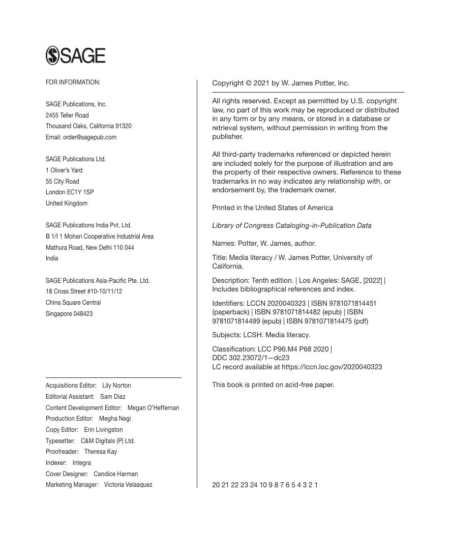 Preview page 5 of Media Literacy 10th Edition By W. James Potter