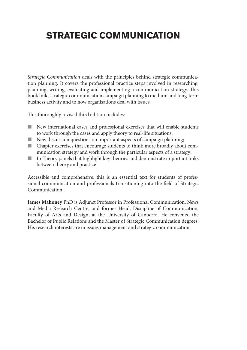 Preview page 2 of Strategic Communication Campaign Planning 3rd Edition By James Mahoney