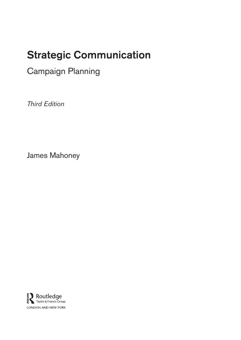 Preview page 4 of Strategic Communication Campaign Planning 3rd Edition By James Mahoney