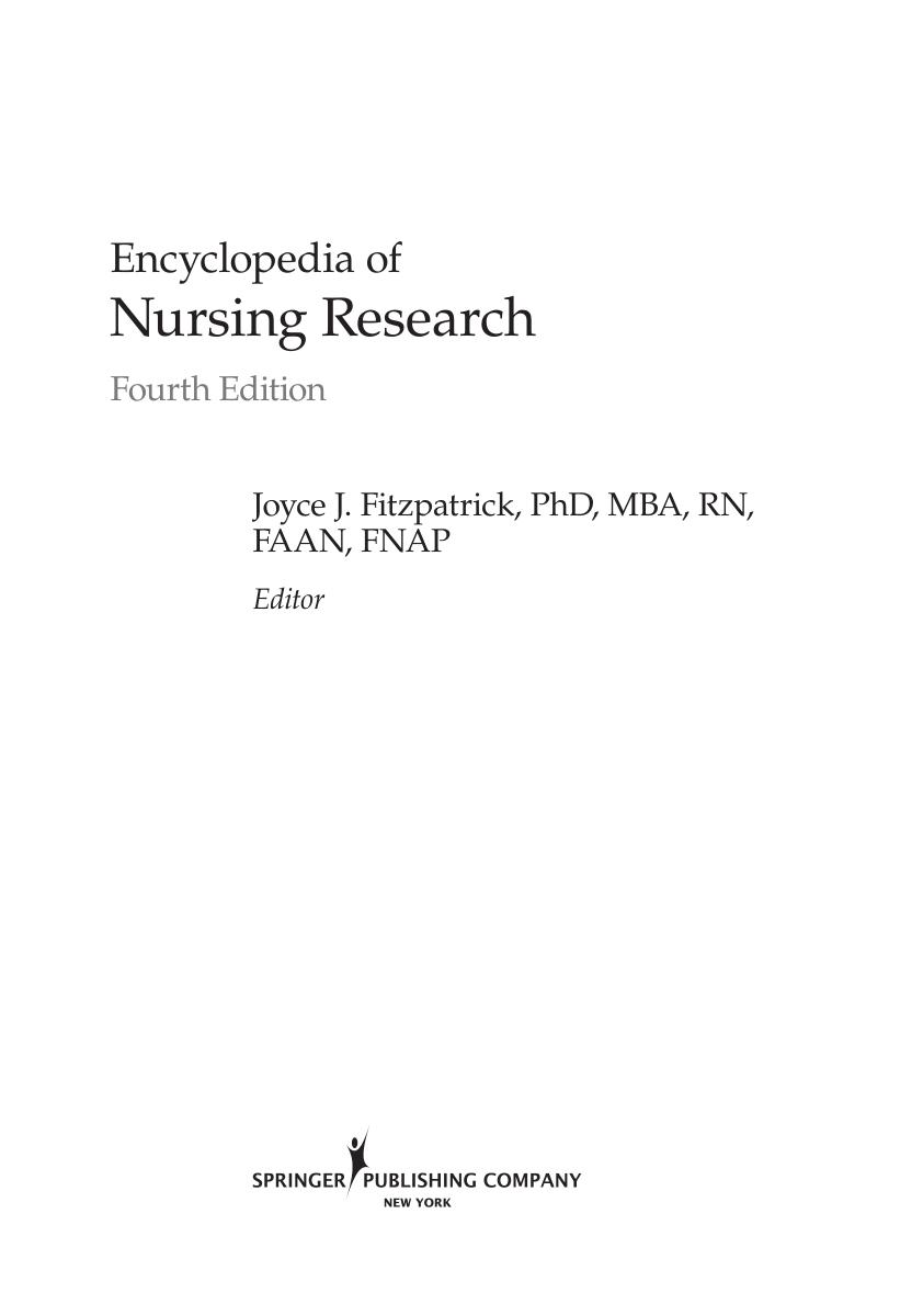 Preview page 4 of Encyclopedia of nursing research 4th Edition By Joyce J. Fitzpatrick