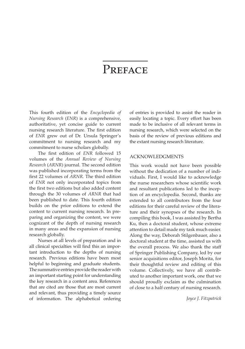 Preview page 8 of Encyclopedia of nursing research 4th Edition By Joyce J. Fitzpatrick