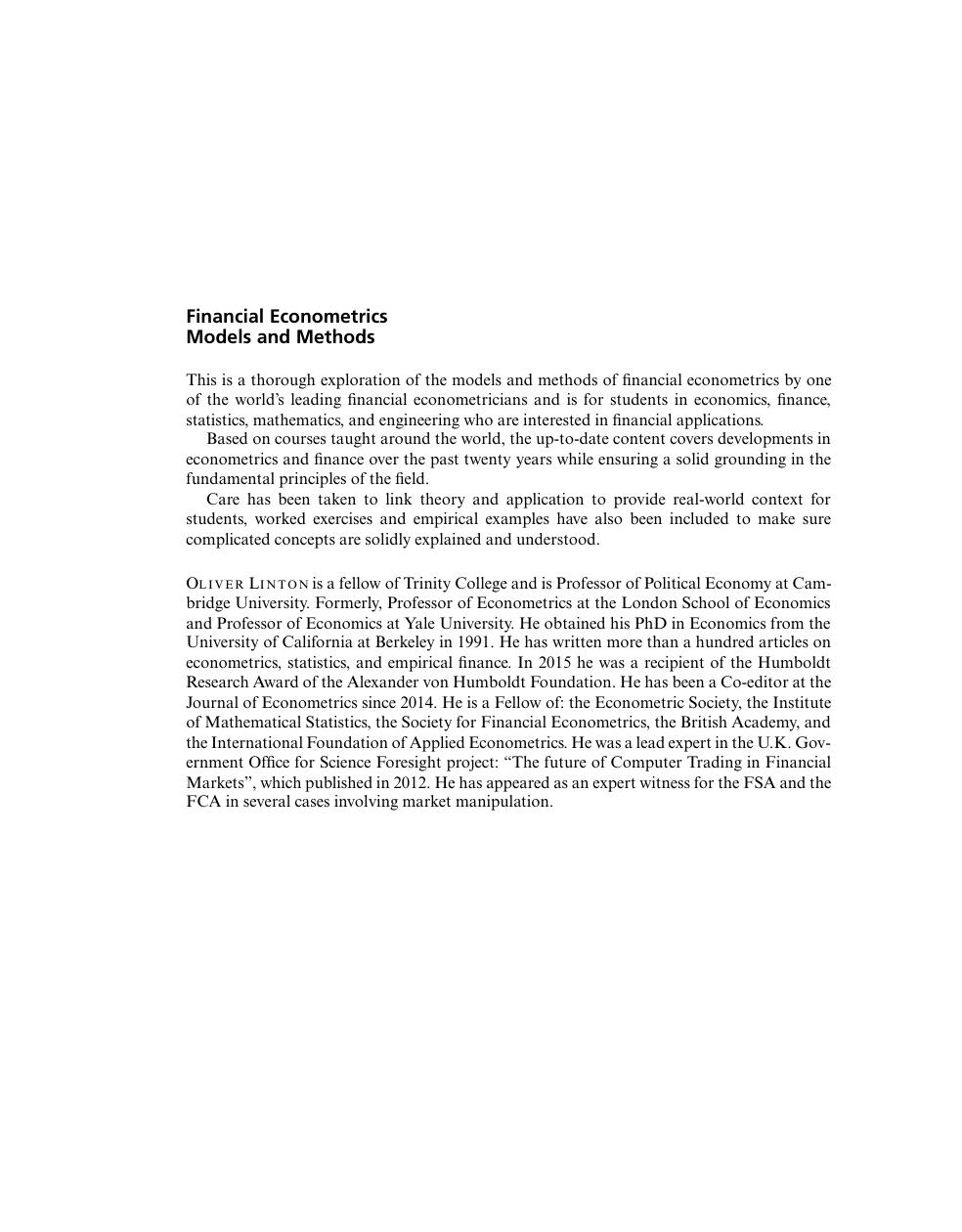 Preview page 3 of Financial Econometrics Models and Methods By Oliver Linton