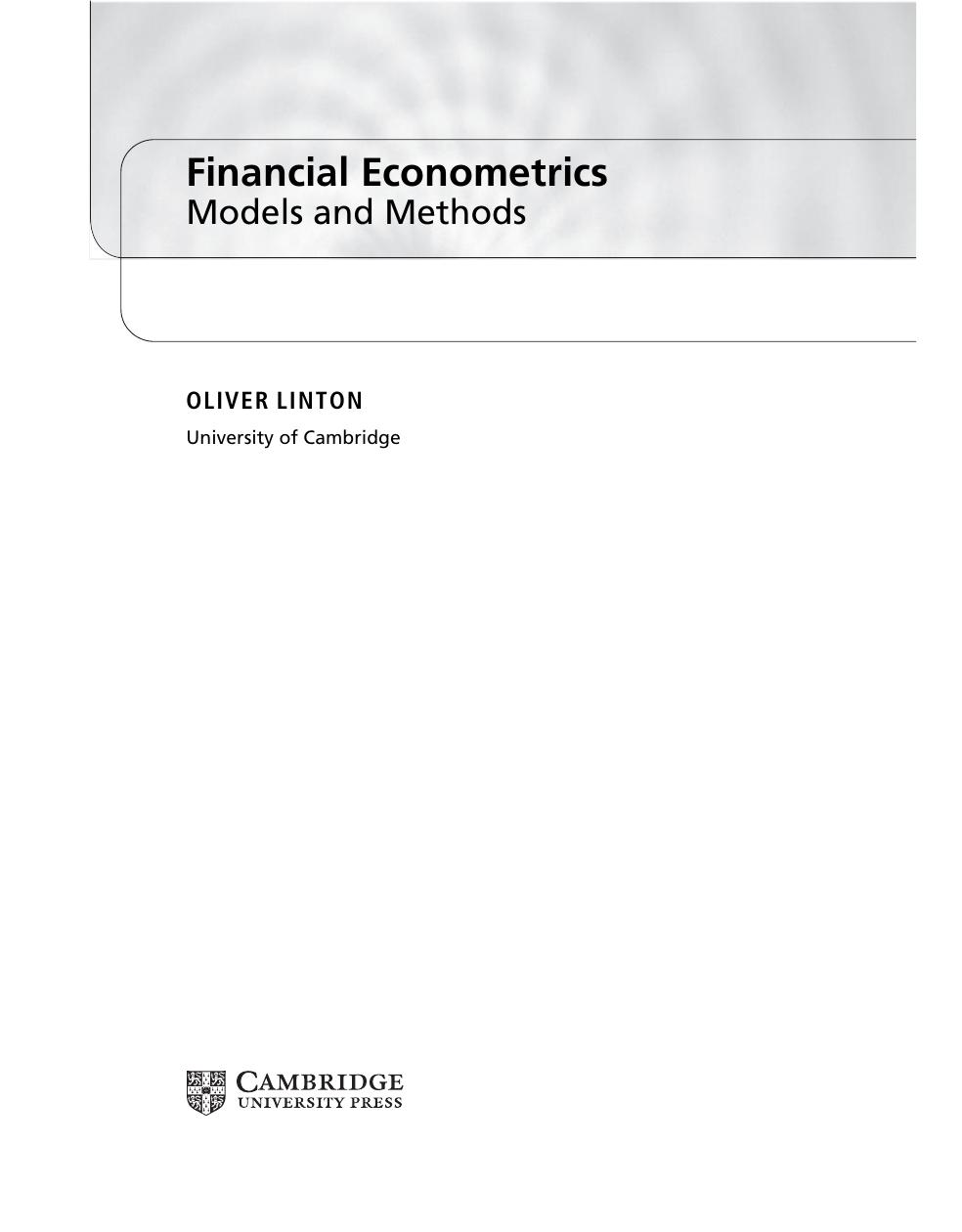 Preview page 5 of Financial Econometrics Models and Methods By Oliver Linton