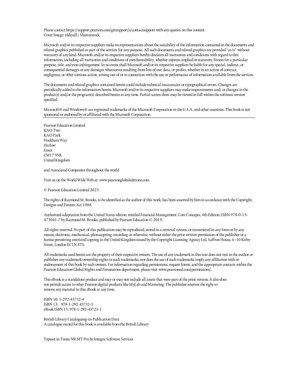 Preview page 7 of Financial Management Core Concepts 4th Global Edition By Raymond Brooks