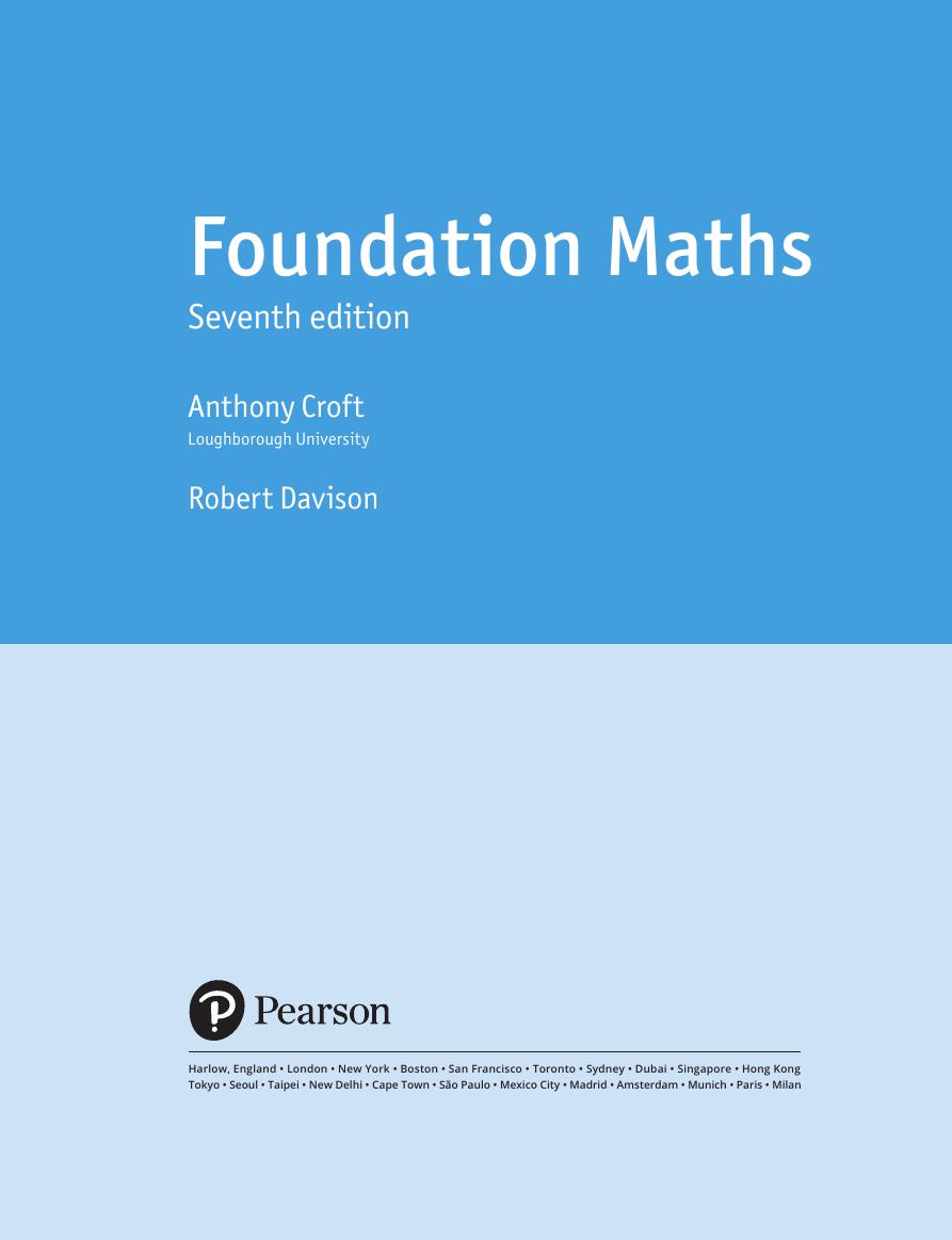 Preview page 4 of Foundation Maths 7th Edition By Anthony Croft, Robert Davison