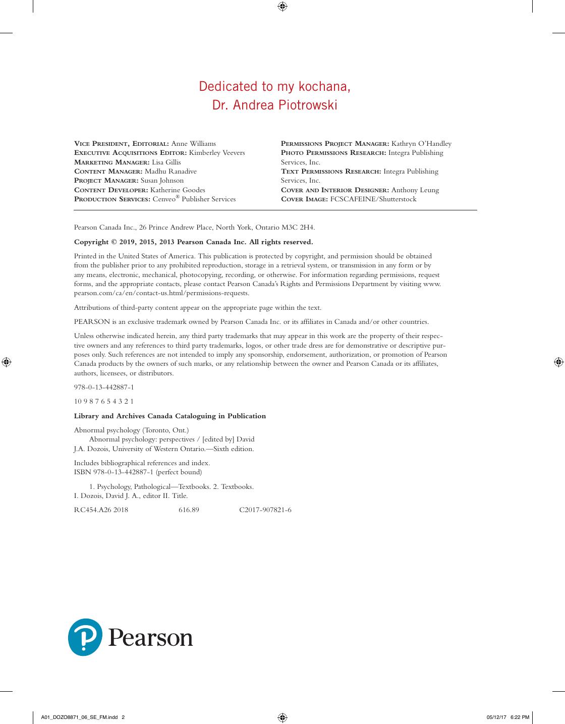 Preview page 3 of Abnormal Psychology Perspectives 6th Edition By David J.A. Dozois eBook PDF
