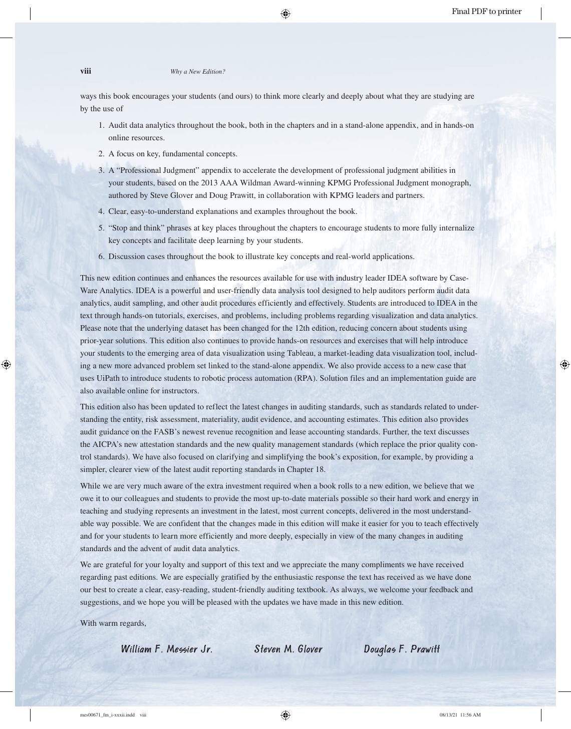 Preview page 9 of Auditing & Assurance Services A Systematic Approach 12th Edition By William Messier, Steven Glover, Douglas Prawitt eBoo