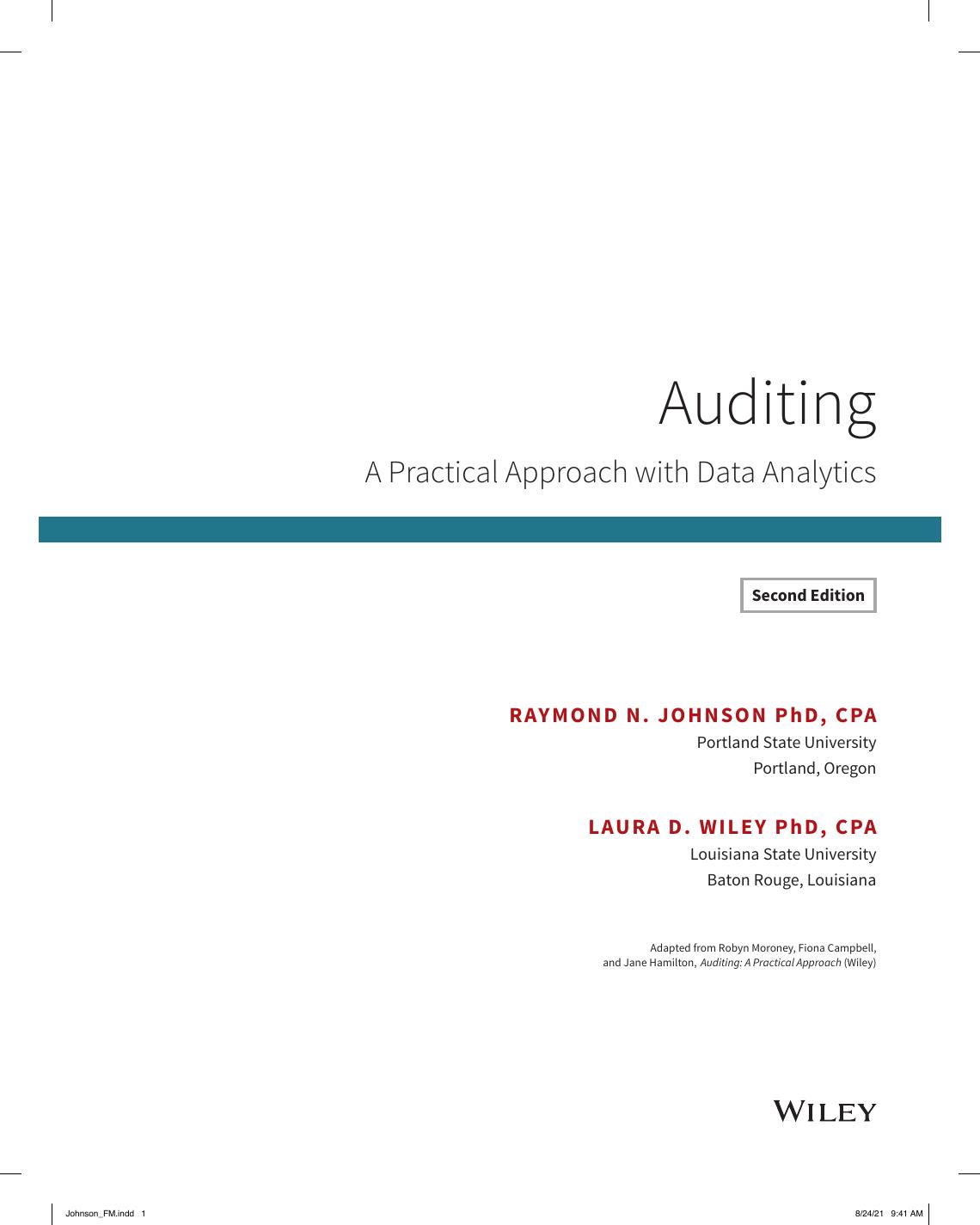 Preview page 2 of Auditing A Practical Approach with Data Analytic, 2nd Edition By Raymond Johnson, Laura Wiley eBook PDF